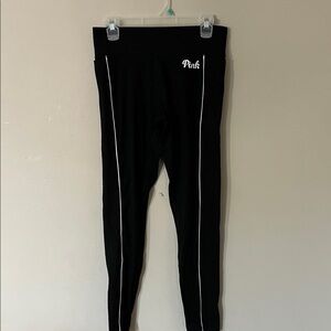 PINK Victoria's Secret Black Leggings with White Trim